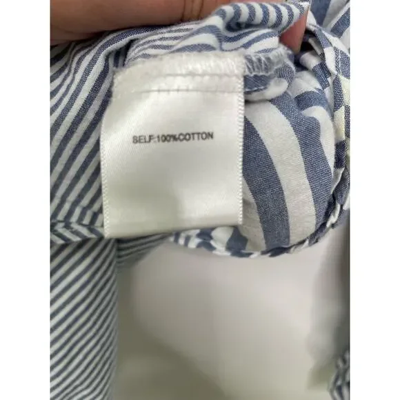 Jane and Delancey Striped Long Sleeve Button Down Shirt Cotton Blue Women's 1X - Picture 6 of 10